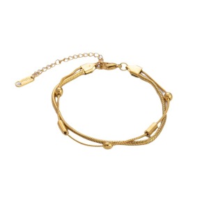 Bracelet Chaîne Pour Femme, 1 Pièce, Série Classique, Couleur Unie, En Acier Inoxydable, Étanche, Doré, À Faire Soi-Même h5 Image6