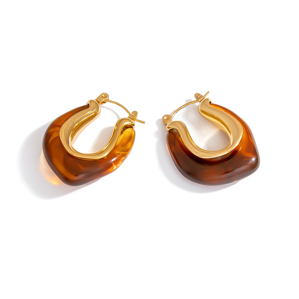 1 Paire De Boucles D'Oreilles Créoles Simples Et Irrégulières En Acier Inoxydable Imperméable Pour Femme 