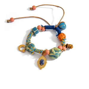 1 Bracelet De Perles En Corde Tressée De Forme Irrégulière Pour Femme, Motif Floral Décontracté h5