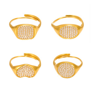 Bague Minimaliste Géométrique En Acier Inoxydable Étanche Avec Zircon Pour Femme (1 Pièce) h5 Image7