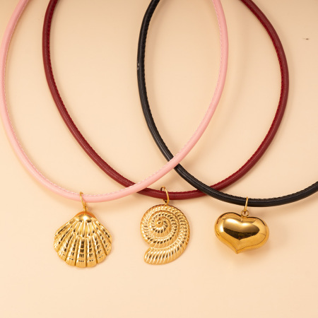 Collier pendentif élégant pour femme, en acier inoxydable, couleur or, avec pendentif coquillage étanche (1 pièce) 2