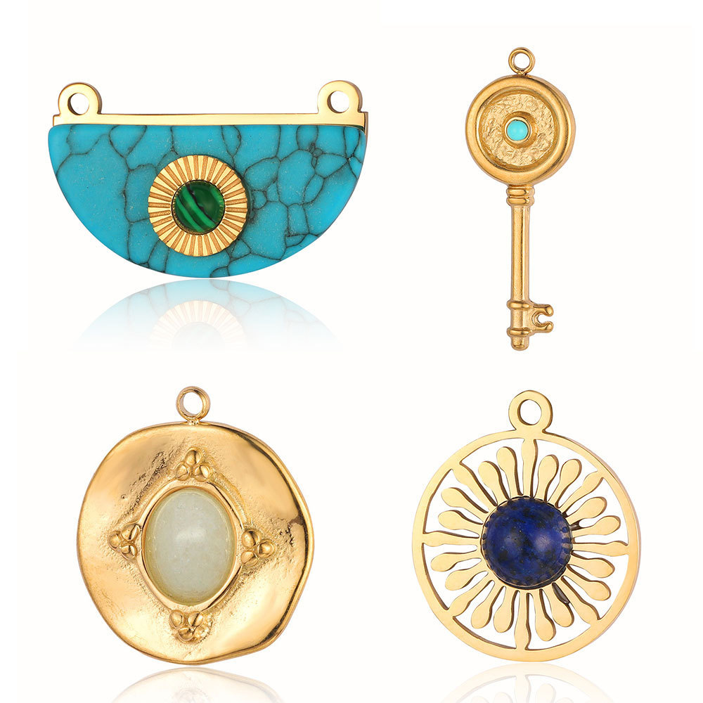 Pendentifs Rétro Annulaires En Pierres Naturelles Pour Femmes, 1 Pièce Image6