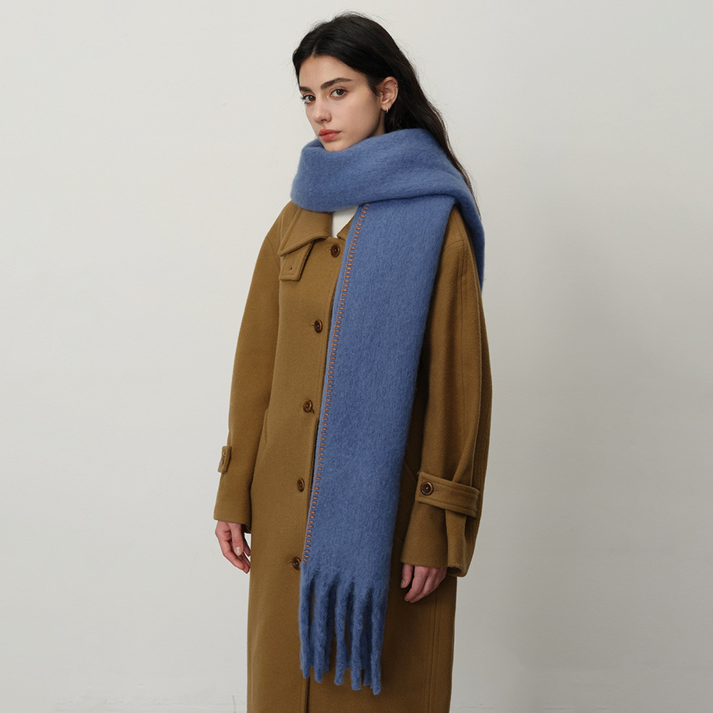 1 Écharpe D'Hiver Simple En Polyester De Couleur Unie Pour Femme h5Image3