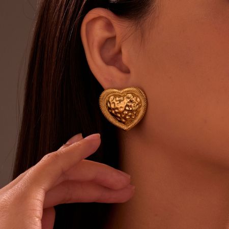 1 paire de boucles d'oreilles puces pour femme, en acier inoxydable, motif cœur simple, étanches, de la collection Simple Series