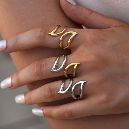 Bague femme simple, forme irrégulière, en acier inoxydable étanche 2