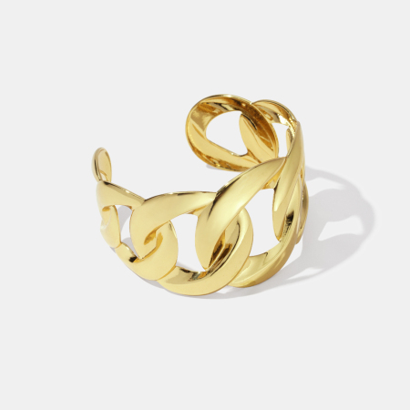 Bracelet manchette rond en acier inoxydable étanche couleur or