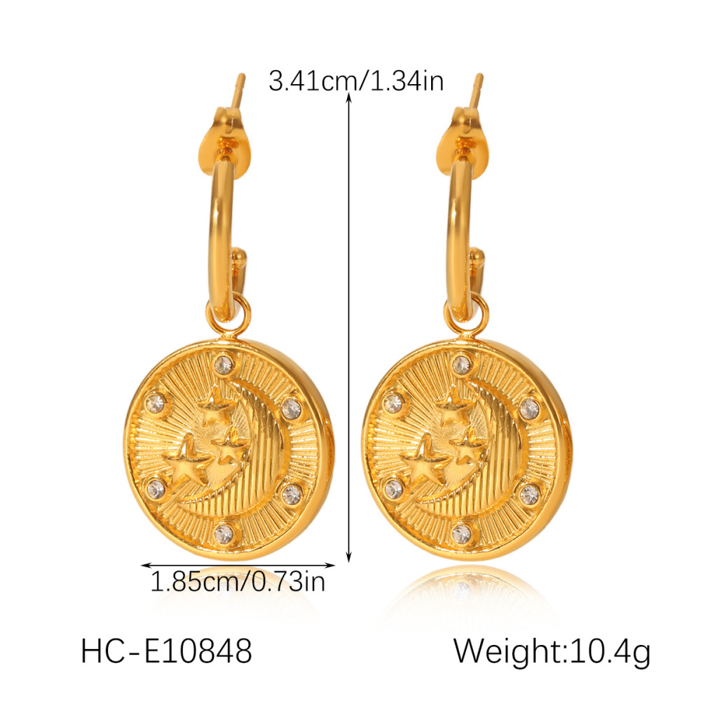 1 Paire De Boucles D'Oreilles Pendantes Daily Cross Pour Femme, En Acier Inoxydable Étanche, Couleur Or, Avec Zircon. Image2