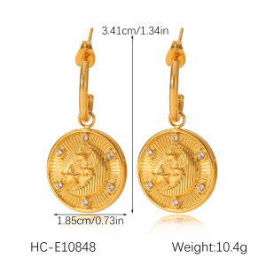 1 Paire De Boucles D'Oreilles Pendantes Daily Cross Pour Femme, En Acier Inoxydable Étanche, Couleur Or, Avec Zircon. h5 Image2