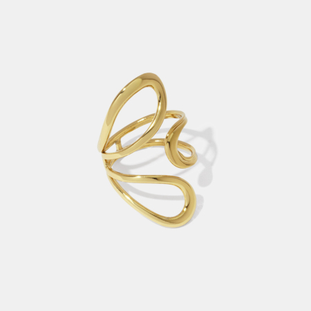 Bague minimaliste en acier inoxydable de forme irrégulière, étanche et couleur or 2