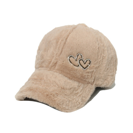 1 chapeau en peluche pour femme en forme de cœur