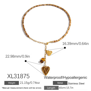 Collier De Perles Pour Femme, 1 Pièce, En Acier Inoxydable Imperméable, En Forme De Cœur, De Forme Irrégulière Et Luxueuse h5 Image2
