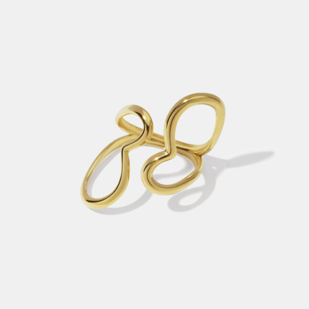 Bague minimaliste en acier inoxydable doré, couleur or, avec un cœur aux lignes simples. 2