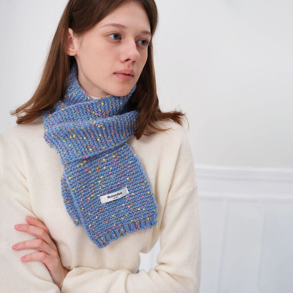 1 Écharpe D'Hiver En Fibre Synthétique À Pois Colorés Pour Femme Image4