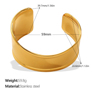 Bracelet Manchette Étanche En Acier Inoxydable Couleur Or (1 Pièce) h5