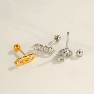Boucle D'Oreille Piercing Papillon En Cuivre Doré Et Zircon h5 Image3