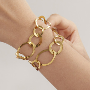 Ensembles De Bijoux Pour Femmes En Acier Inoxydable De Forme Ovale Irrégulière, Étanches Et De Couleur Dorée h5 Image4