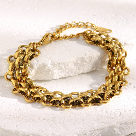 Bracelet minimaliste en acier inoxydable, étanche, couleur or, pour femme (1 pièce).