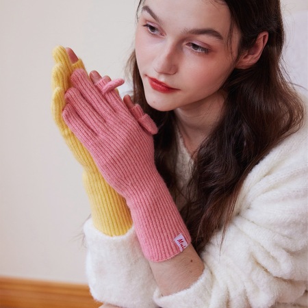 1 paire de gants portables en polyester de couleur unie pour femmes