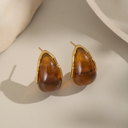 1 paire de boucles d'oreilles puces pour femme, en acier inoxydable imperméable, couleur or, de forme irrégulière, à porter au quotidien