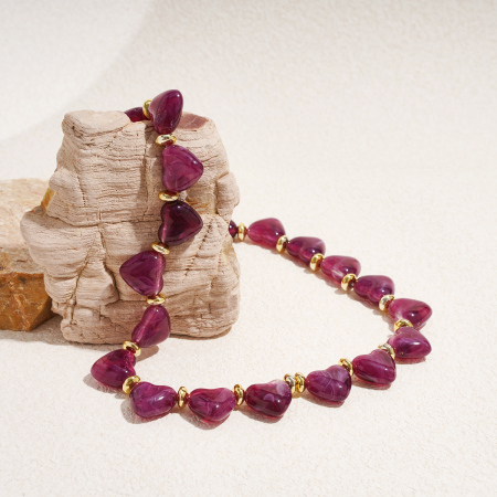 Collier romantique en perles acryliques en forme de cœur, 1 pièce 2