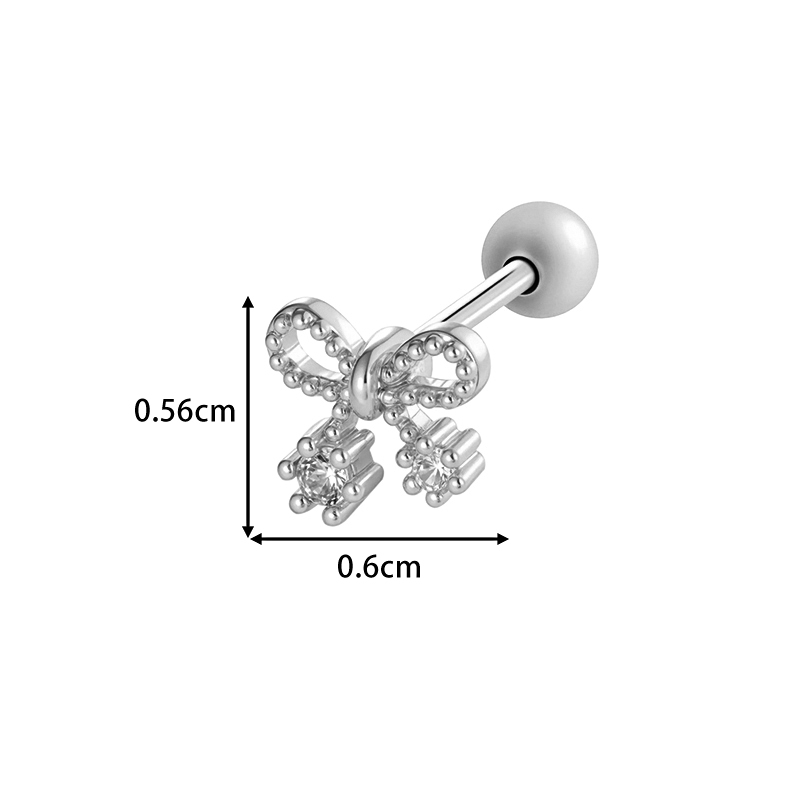 Boucle D'Oreille Piercing En Forme De Fleur, Nœud Papillon, Cuivre, Couleur Or, Zircone Image2