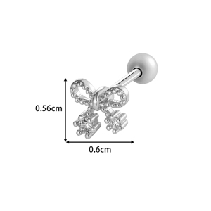 Boucle D'Oreille Piercing En Forme De Fleur, Nœud Papillon, Cuivre, Couleur Or, Zircone h5 Image2