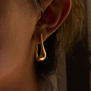 1 Paire De Boucles D'Oreilles Créoles Chics En Acier Inoxydable, Étanches, Couleur Or, Pour Femme. h5 Image7