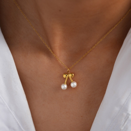 Collier pendentif femme en acier inoxydable doré, étanche, motif nourriture décontractée (1 pièce)