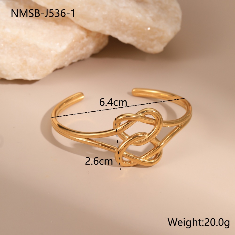 Bracelet Manchette En Acier Inoxydable Étanche, Élégant Et En Forme De Cœur, De La Luxueuse Collection « Luxury Series Elegant Heart » (1 Pièce).