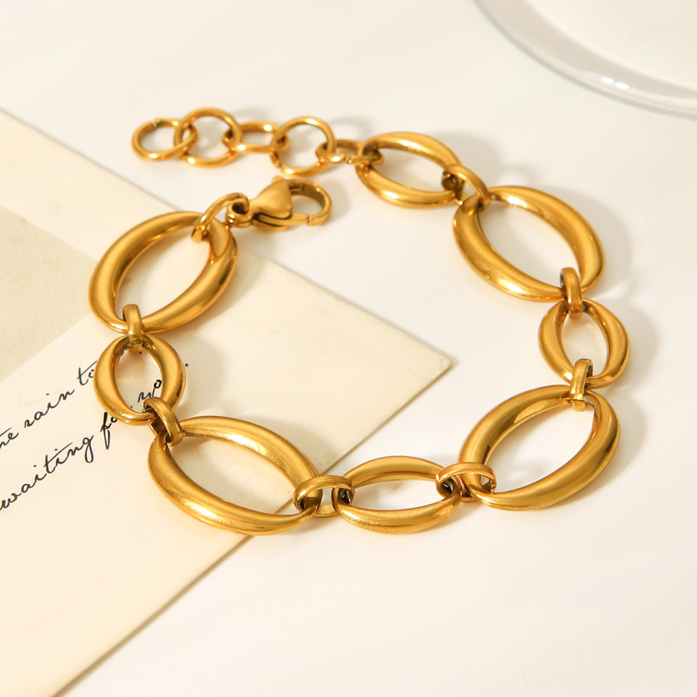 Bracelet Simple En Acier Inoxydable Doré Pour Femme, Forme Irrégulière, Idéal Pour Le Quotidien Image4