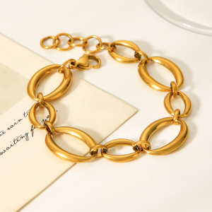Bracelet Simple En Acier Inoxydable Doré Pour Femme, Forme Irrégulière, Idéal Pour Le Quotidien h5 Image4