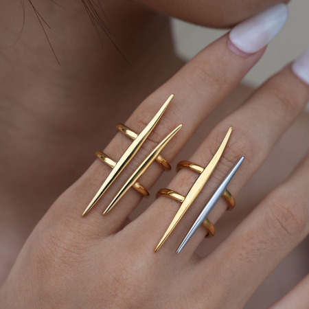 Bague femme simple en acier inoxydable étanche couleur or, 1 pièce
