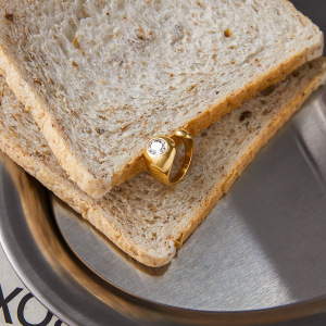 Bague De Luxe En Acier Inoxydable Doré, De Forme Irrégulière Et Étanche, Vendue À L'Unité. h5 Image5