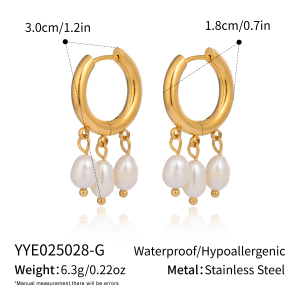 1 Paire De Boucles D'Oreilles Élégantes À Pompon En Acier Inoxydable Étanche Couleur Or Avec Perles Pendantes h5