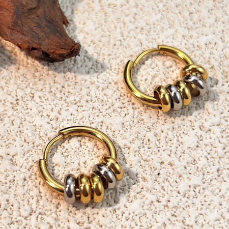 1 paire de boucles d'oreilles pendantes classiques en acier inoxydable doré et imperméable 2