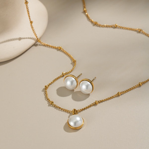 Ensembles De Bijoux Pour Femmes Daily Circle En Acier Inoxydable Étanche Couleur Or h5 Image2
