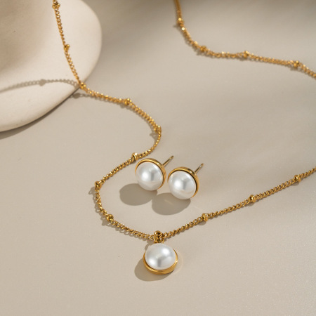 Ensembles de bijoux pour femmes Daily Circle en acier inoxydable étanche couleur or 2