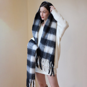 Écharpe D'Hiver Classique À Carreaux En Polyester Pour Femme, 1 Pièce h5 Image4