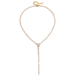 Collier Pendentif Femme En Acier Inoxydable Doré, Orné D'Un Zircon, De Forme Rectangulaire Exquise Et Étanche (1 Pièce) h5 