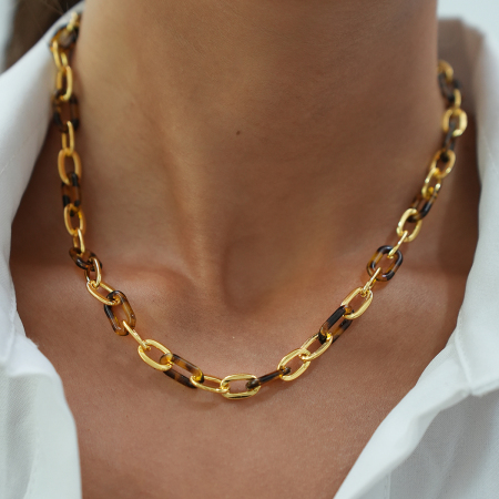 Collier Chaîne Femme Étanche En Acier Inoxydable, Imprimé Léopard Rétro, 1 Pièce 2