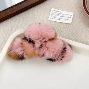 1 Pince À Cheveux Luxueuse En Fausse Fourrure À Imprimé Léopard Pour Femme h5 