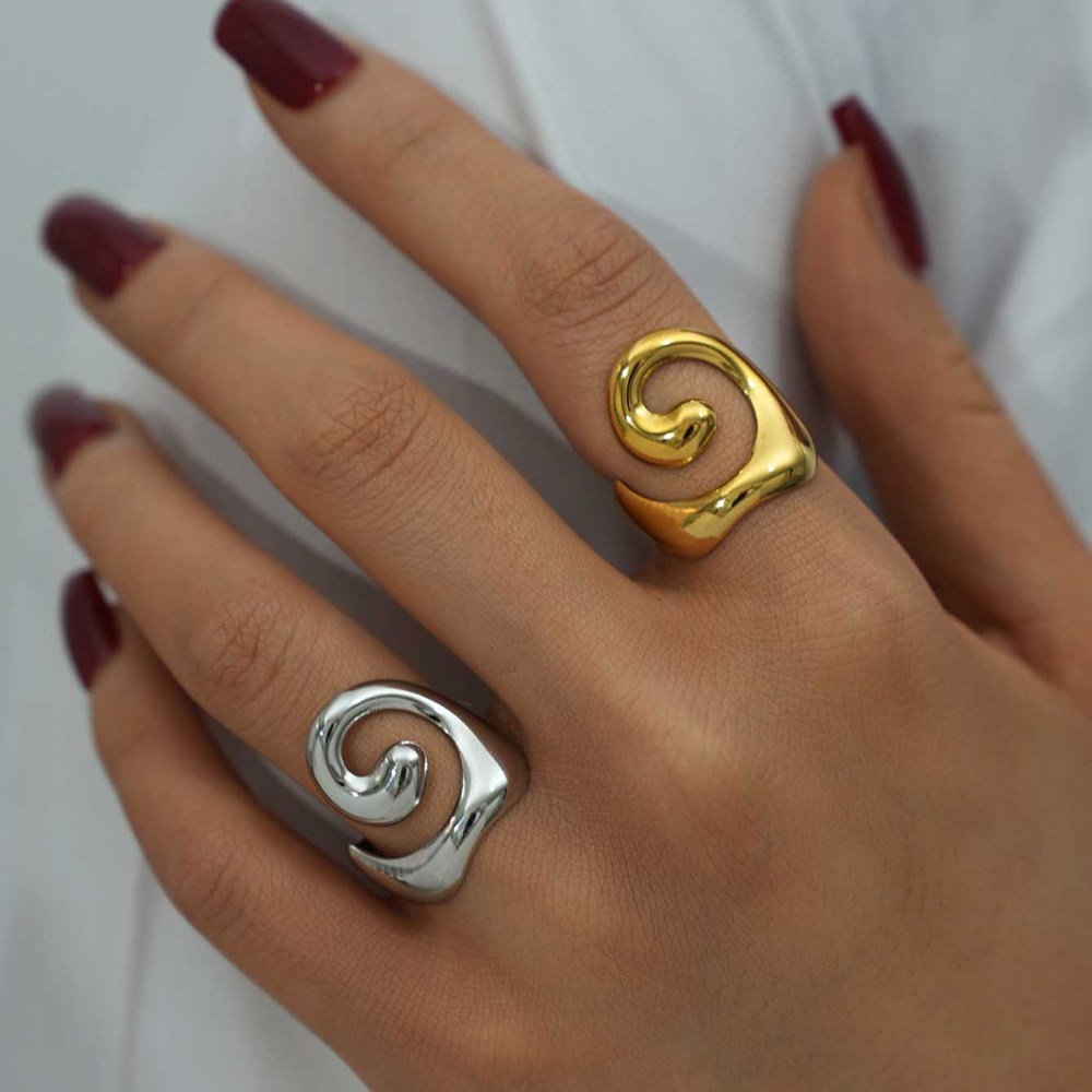 Bague Femme Simple, Forme Irrégulière, En Acier Inoxydable Étanche Image8