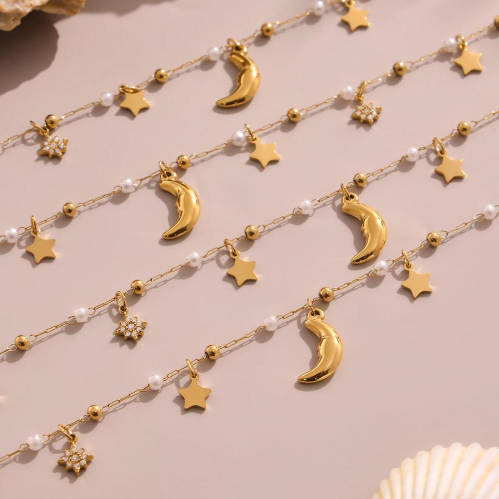 Collier Pendentif Femme Luxueux En Acier Inoxydable Doré, Orné D'Une Étoile (1 Pièce) Image6