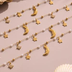 Collier Pendentif Femme Luxueux En Acier Inoxydable Doré, Orné D'Une Étoile (1 Pièce) h5 Image6