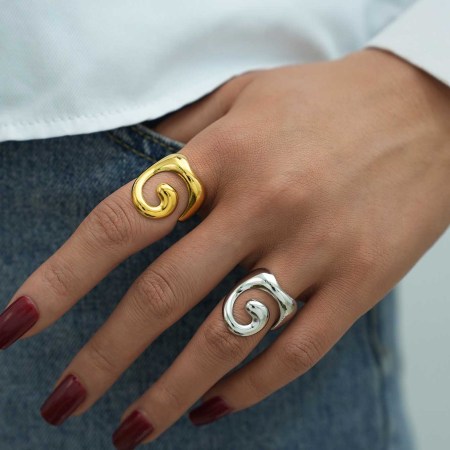 Bague femme simple, forme irrégulière, en acier inoxydable étanche