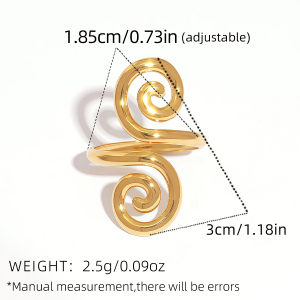 Bague Femme Rétro Ronde En Acier Inoxydable Étanche Couleur Or (1 Pièce) h5 Image2