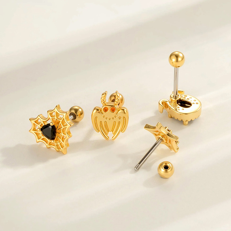 Boucle D'Oreille Piercing En Zircon Couleur Or Et Cuivre Animal 1 Pièce Image3