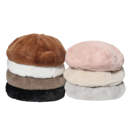 Béret élégant en peluche de couleur unie, 1 pièce