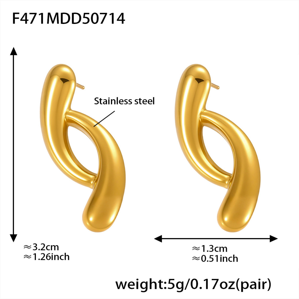 1 Paire De Boucles D'Oreilles Puces Pour Femme, En Acier Inoxydable De Forme Irrégulière, Étanches, Couleur Or