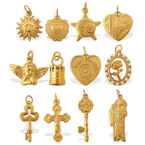 Pendentif Cœur En Acier Inoxydable Étanche Couleur Or (1 Pièce) h5 Image4